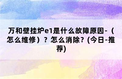 万和壁挂炉e1是什么故障原因-（怎么维修）？怎么消除？(今日-推荐)