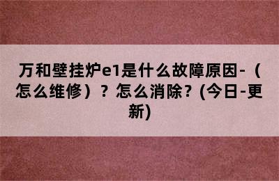 万和壁挂炉e1是什么故障原因-（怎么维修）？怎么消除？(今日-更新)