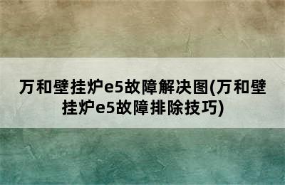 万和壁挂炉e5故障解决图(万和壁挂炉e5故障排除技巧)