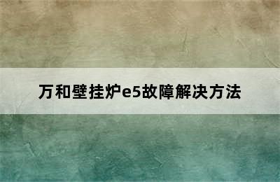 万和壁挂炉e5故障解决方法