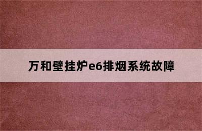 万和壁挂炉e6排烟系统故障