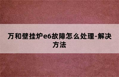 万和壁挂炉e6故障怎么处理-解决方法