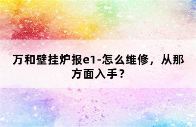 万和壁挂炉报e1-怎么维修，从那方面入手？