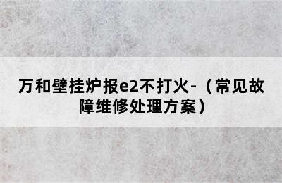 万和壁挂炉报e2不打火-（常见故障维修处理方案）