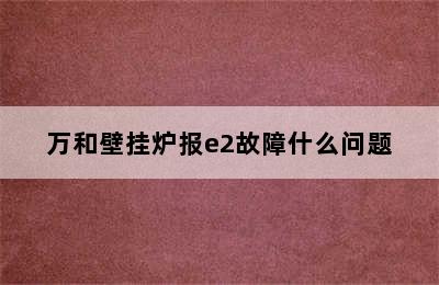 万和壁挂炉报e2故障什么问题