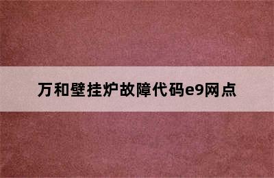 万和壁挂炉故障代码e9网点