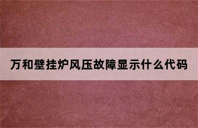 万和壁挂炉风压故障显示什么代码