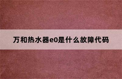 万和热水器e0是什么故障代码