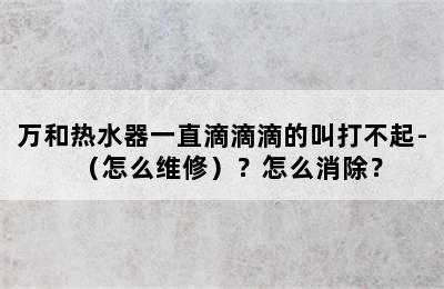 万和热水器一直滴滴滴的叫打不起-（怎么维修）？怎么消除？