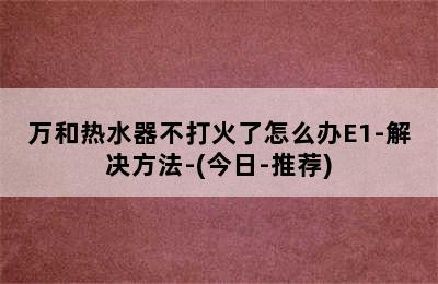 万和热水器不打火了怎么办E1-解决方法-(今日-推荐)