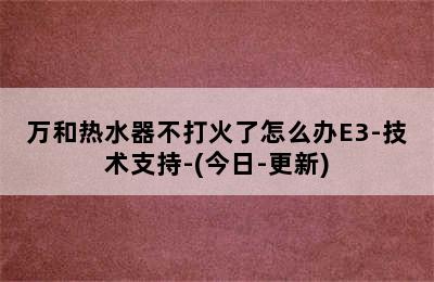 万和热水器不打火了怎么办E3-技术支持-(今日-更新)