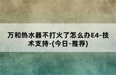 万和热水器不打火了怎么办E4-技术支持-(今日-推荐)