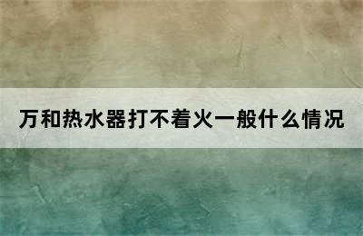 万和热水器打不着火一般什么情况