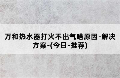 万和热水器打火不出气啥原因-解决方案-(今日-推荐)