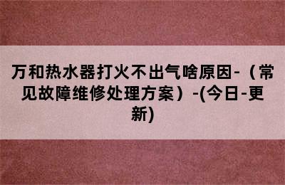 万和热水器打火不出气啥原因-（常见故障维修处理方案）-(今日-更新)