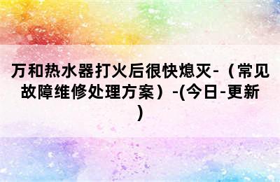 万和热水器打火后很快熄灭-（常见故障维修处理方案）-(今日-更新)