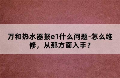 万和热水器报e1什么问题-怎么维修，从那方面入手？