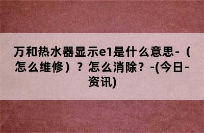 万和热水器显示e1是什么意思-（怎么维修）？怎么消除？-(今日-资讯)