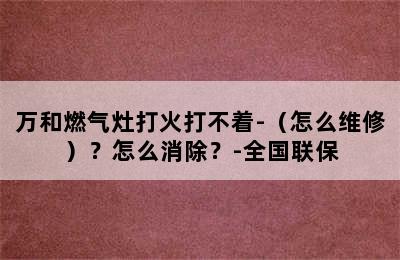 万和燃气灶打火打不着-（怎么维修）？怎么消除？-全国联保