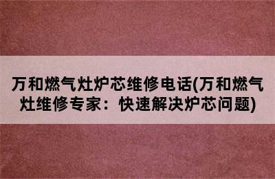 万和燃气灶炉芯维修电话(万和燃气灶维修专家：快速解决炉芯问题)