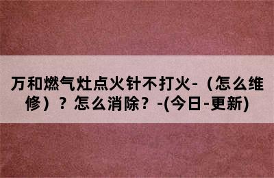 万和燃气灶点火针不打火-（怎么维修）？怎么消除？-(今日-更新)