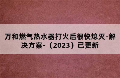 万和燃气热水器打火后很快熄灭-解决方案-（2023）已更新