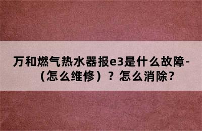 万和燃气热水器报e3是什么故障-（怎么维修）？怎么消除？