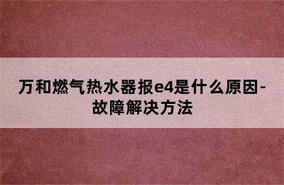 万和燃气热水器报e4是什么原因-故障解决方法