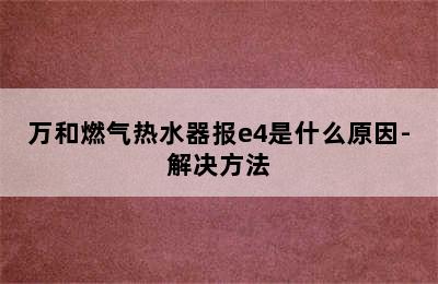 万和燃气热水器报e4是什么原因-解决方法