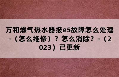 万和燃气热水器报e5故障怎么处理-（怎么维修）？怎么消除？-（2023）已更新