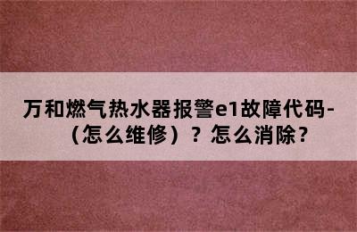 万和燃气热水器报警e1故障代码-（怎么维修）？怎么消除？