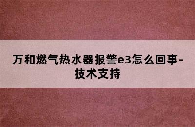 万和燃气热水器报警e3怎么回事-技术支持