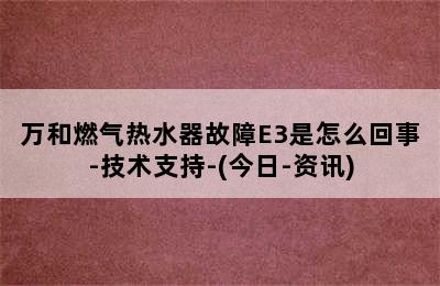 万和燃气热水器故障E3是怎么回事-技术支持-(今日-资讯)