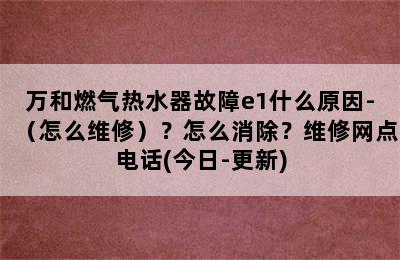 万和燃气热水器故障e1什么原因-（怎么维修）？怎么消除？维修网点电话(今日-更新)