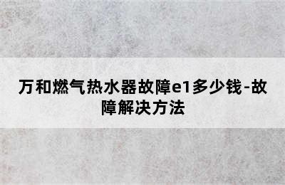 万和燃气热水器故障e1多少钱-故障解决方法