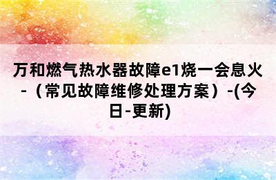 万和燃气热水器故障e1烧一会息火-（常见故障维修处理方案）-(今日-更新)