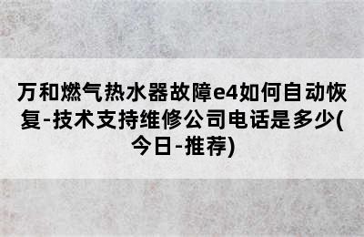 万和燃气热水器故障e4如何自动恢复-技术支持维修公司电话是多少(今日-推荐)