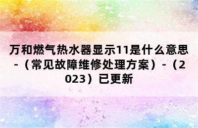 万和燃气热水器显示11是什么意思-（常见故障维修处理方案）-（2023）已更新