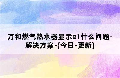 万和燃气热水器显示e1什么问题-解决方案-(今日-更新)