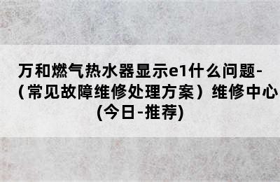 万和燃气热水器显示e1什么问题-（常见故障维修处理方案）维修中心(今日-推荐)