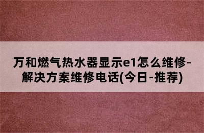 万和燃气热水器显示e1怎么维修-解决方案维修电话(今日-推荐)