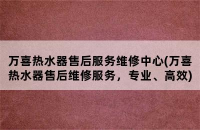 万喜热水器售后服务维修中心(万喜热水器售后维修服务，专业、高效)