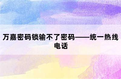 万嘉密码锁输不了密码——统一热线电话