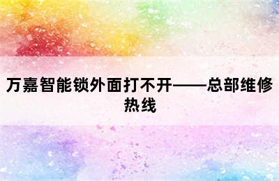 万嘉智能锁外面打不开——总部维修热线