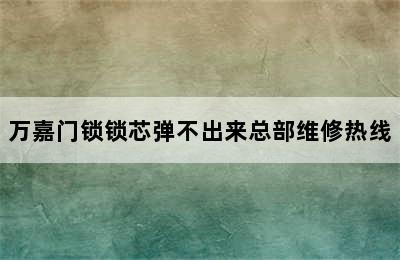 万嘉门锁锁芯弹不出来总部维修热线