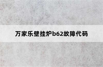 万家乐壁挂炉b62故障代码