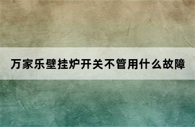 万家乐壁挂炉开关不管用什么故障