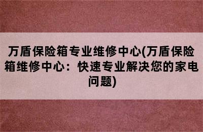 万盾保险箱专业维修中心(万盾保险箱维修中心：快速专业解决您的家电问题)