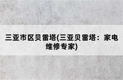 三亚市区贝雷塔(三亚贝雷塔：家电维修专家)