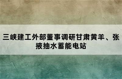 三峡建工外部董事调研甘肃黄羊、张掖抽水蓄能电站